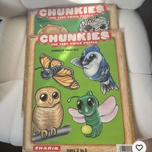 Vintage 1984 Chunkies Toddler Thick Puzzle SET of 2 ages 2 to 5